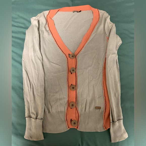 Wilfred Sweaters - 🍀5 for $25🍀 Wilfred Orange and Beige V-Neck Cardigan